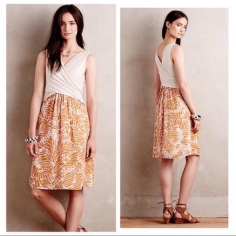 Anthropologie Amadi Orange and White Drezs